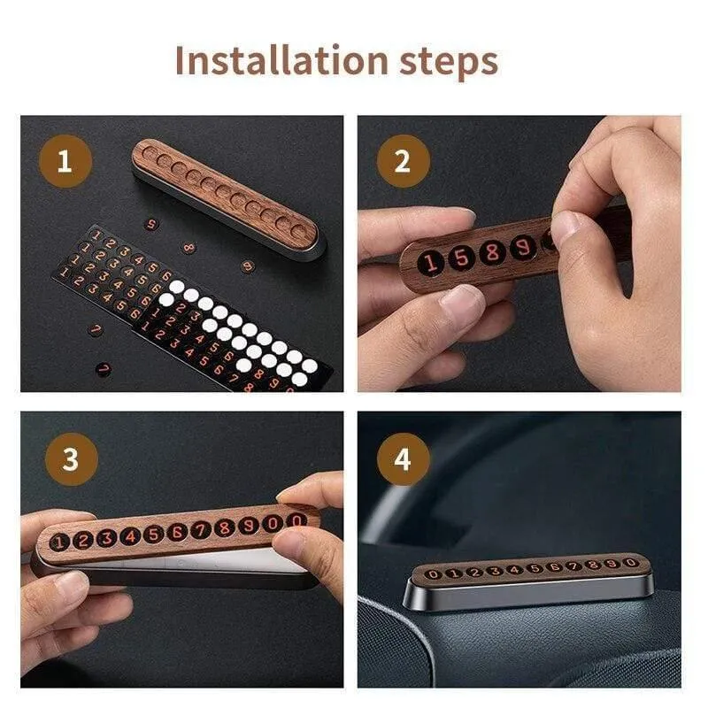 Baseus Alloy Car Temporäre Parkkarte Hölzerne Handynummer Kartenmagnet Magnet Flip Telefonnummern Auto Interieur Zubehör