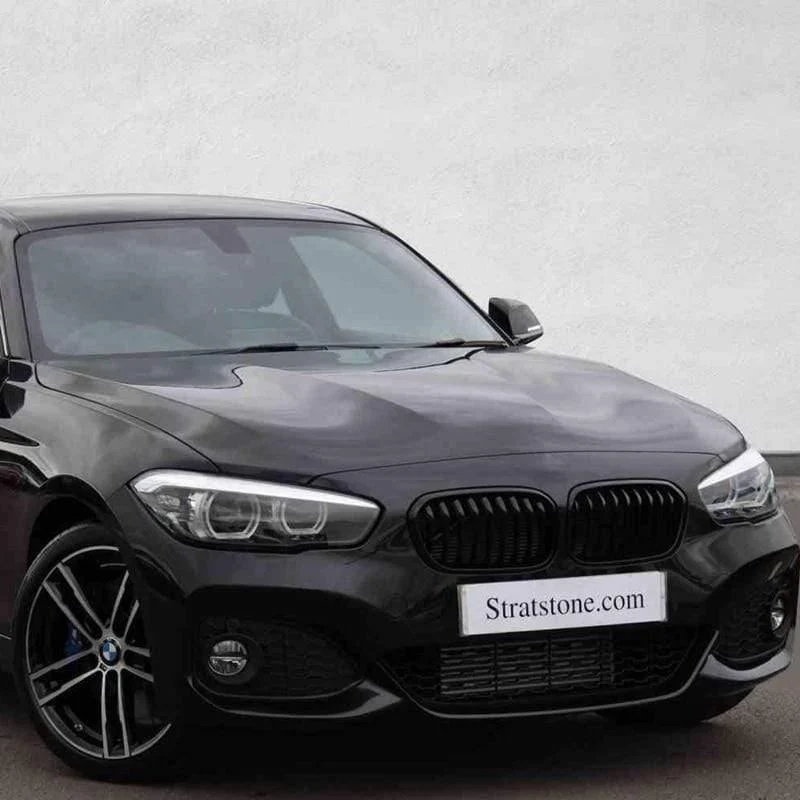 Helles Schwarz im Netz Rahmendekoration im Gitter Kühlergrill Modifizierte Teile für 2015-2018 BMW 1er F20 F21 (Schwarz)