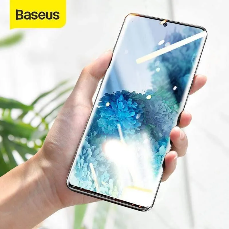Baseus 2 Stück UV-gehärtetes Glas für Samsung Galaxy S20 Displayschutzfolie, vollständig gebogenes Schutzglas für Galaxy S20 Plus Ultra