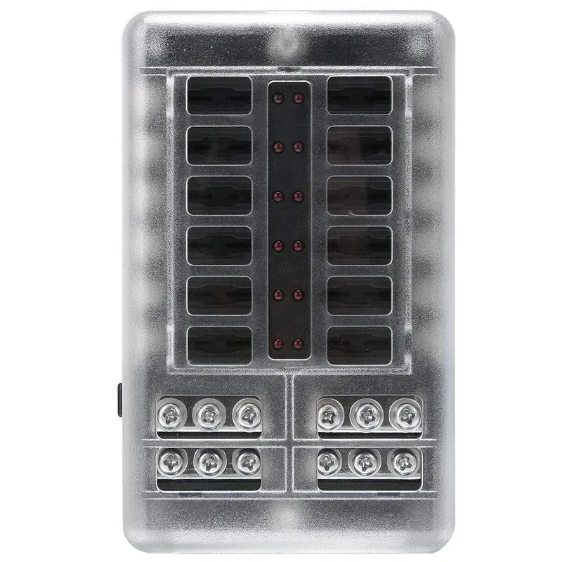 1 Set DC 32V 100A 12-Wege-Sicherungskastenblockhalter ATC ATO Blade LED-Sicherungskasten mit Schrauben und Etiketten für Car Marine Caravan
