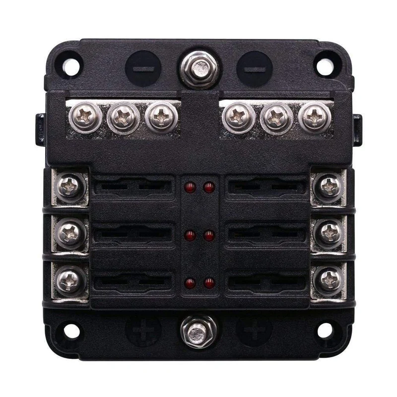 Sicherungskasten mit Minuspol-Sicherungshalter, 6/12-Wege-Sicherungshalter mit LED-Anzeige für Boot, Van, Auto, LKW, Marine