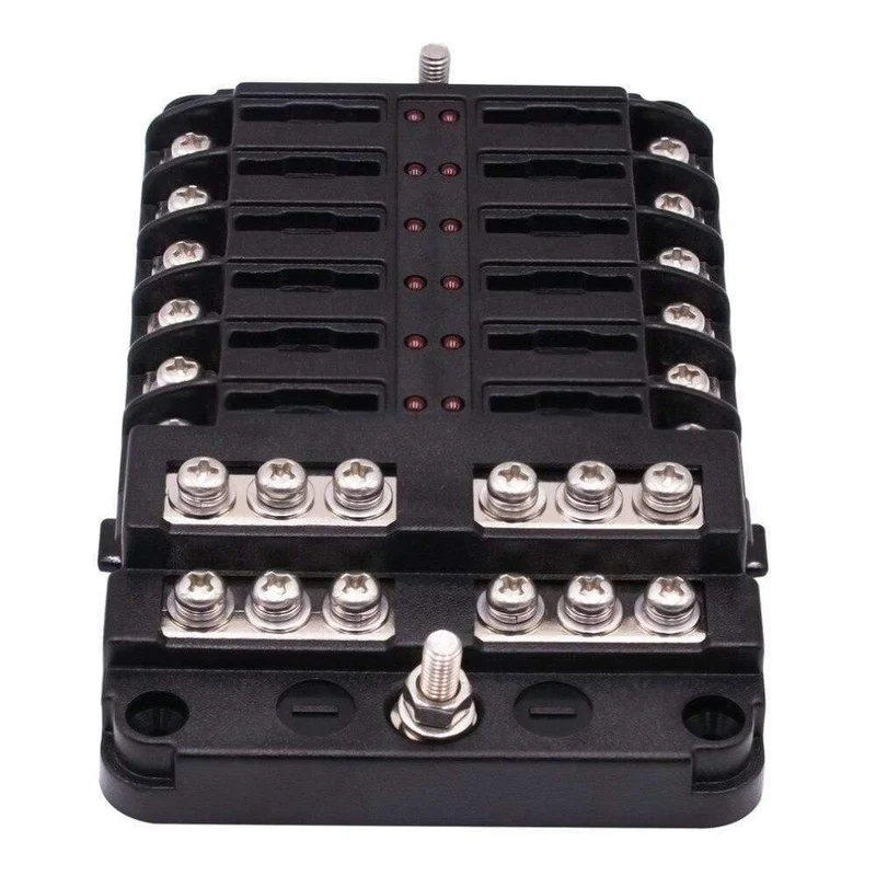 Sicherungskasten mit Minuspol-Sicherungshalter, 6/12-Wege-Sicherungshalter mit LED-Anzeige für Boot, Van, Auto, LKW, Marine