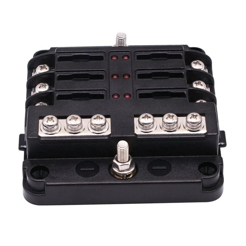 Sicherungskasten mit Minuspol-Sicherungshalter, 6/12-Wege-Sicherungshalter mit LED-Anzeige für Boot, Van, Auto, LKW, Marine