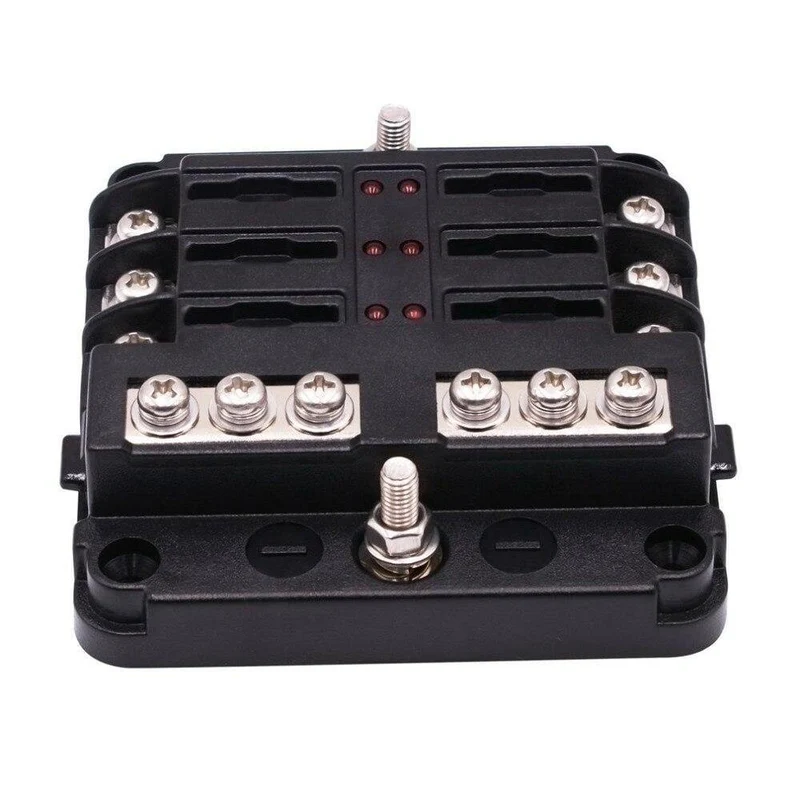 Sicherungskasten mit Minuspol-Sicherungshalter, 6/12-Wege-Sicherungshalter mit LED-Anzeige für Boot, Van, Auto, LKW, Marine