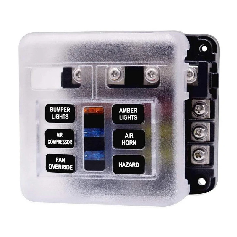 Sicherungskasten mit Minuspol-Sicherungshalter, 6/12-Wege-Sicherungshalter mit LED-Anzeige für Boot, Van, Auto, LKW, Marine