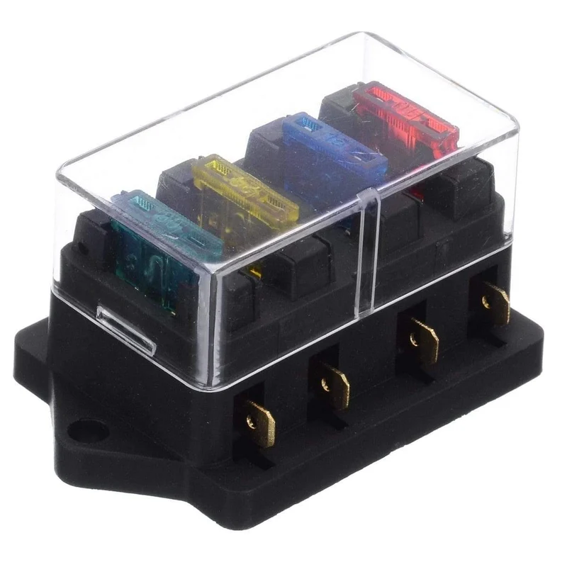 40A 12V 24V Auto Auto LKW 4-Wege-Sicherungsblock Sicherungskasten Einheitshalter Sicherungskasten Auffanghalter + 4-teiliger Sicherungskreis Standard ATO