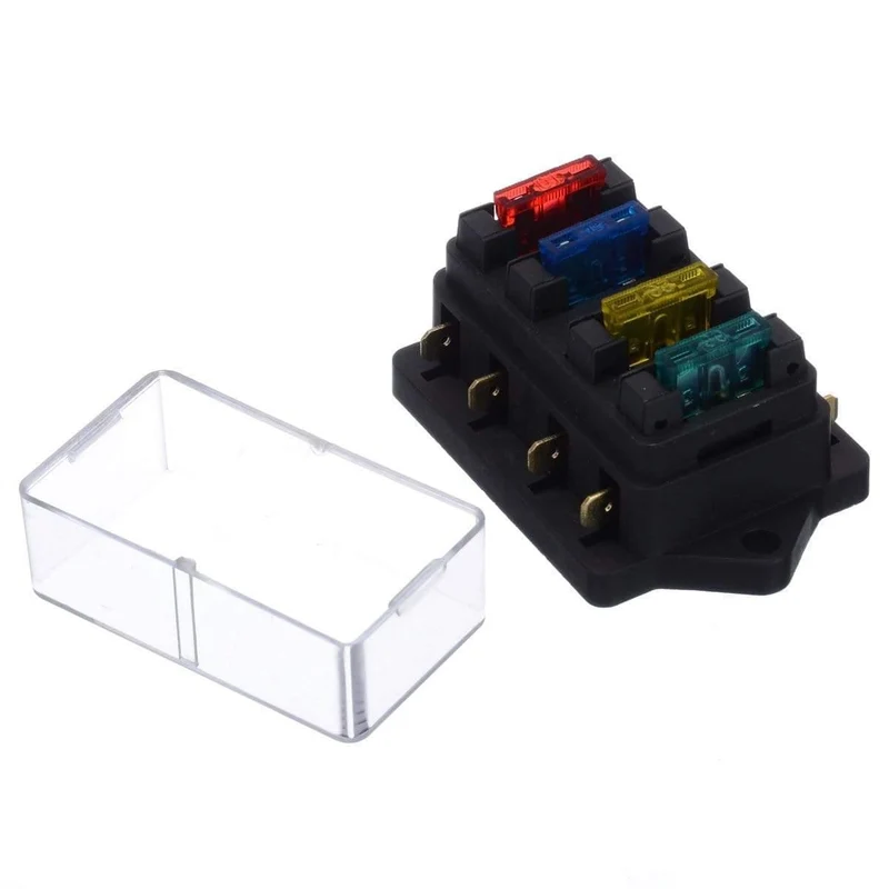 40A 12V 24V Auto Auto LKW 4-Wege-Sicherungsblock Sicherungskasten Einheitshalter Sicherungskasten Auffanghalter + 4-teiliger Sicherungskreis Standard ATO