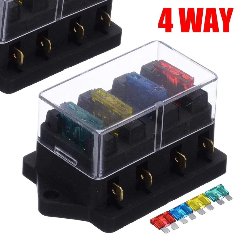 40A 12V 24V Auto Auto LKW 4-Wege-Sicherungsblock Sicherungskasten Einheitshalter Sicherungskasten Auffanghalter + 4-teiliger Sicherungskreis Standard ATO