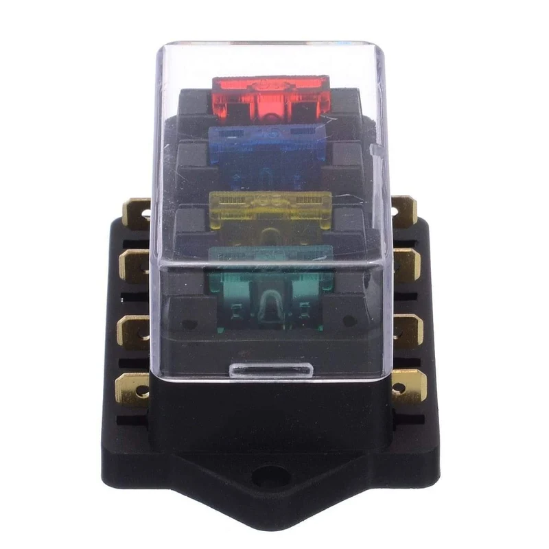 40A 12V 24V Auto Auto LKW 4-Wege-Sicherungsblock Sicherungskasten Einheitshalter Sicherungskasten Auffanghalter + 4-teiliger Sicherungskreis Standard ATO