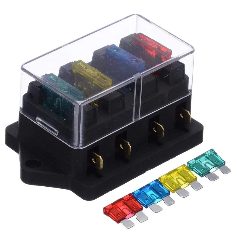 40A 12V 24V Auto Auto LKW 4-Wege-Sicherungsblock Sicherungskasten Einheitshalter Sicherungskasten Auffanghalter + 4-teiliger Sicherungskreis Standard ATO