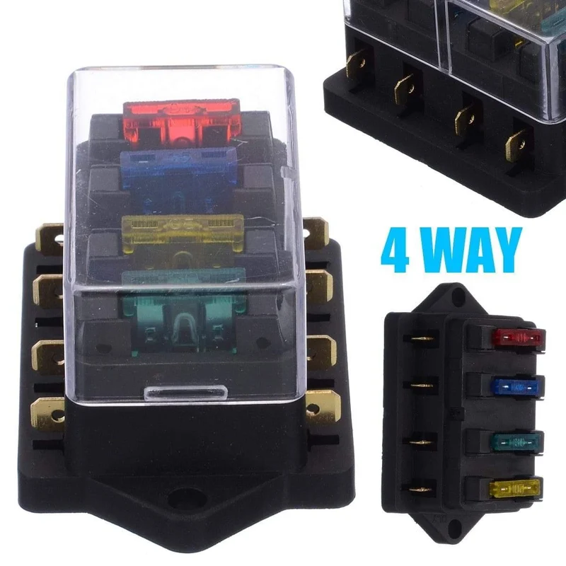 40A 12V 24V Auto Auto LKW 4-Wege-Sicherungsblock Sicherungskasten Einheitshalter Sicherungskasten Auffanghalter + 4-teiliger Sicherungskreis Standard ATO