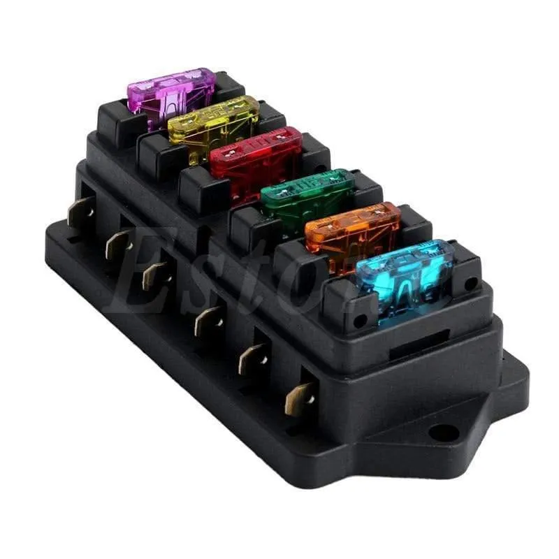 DC 12V/24V Auto 6 Wege Schaltung Standard ATO Blade Fuse Box Block Halter mit 6 Sicherungen