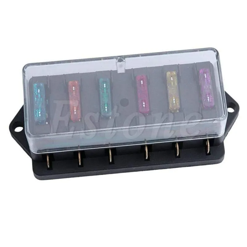 DC 12V/24V Auto 6 Wege Schaltung Standard ATO Blade Fuse Box Block Halter mit 6 Sicherungen