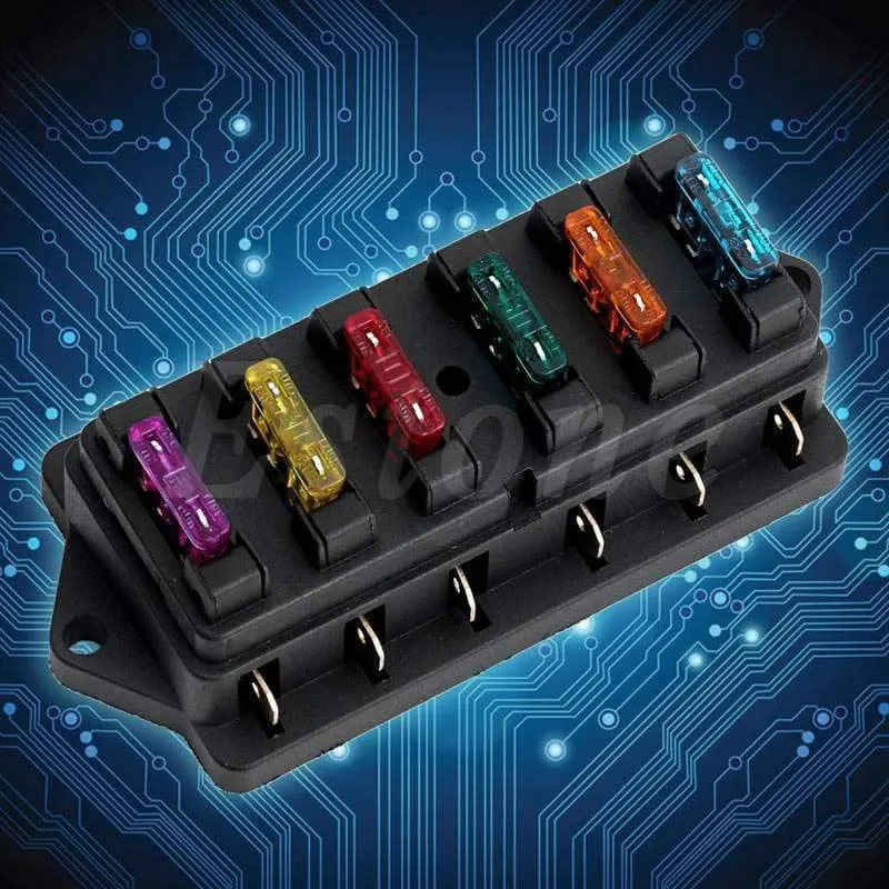 DC 12V/24V Auto 6 Wege Schaltung Standard ATO Blade Fuse Box Block Halter mit 6 Sicherungen