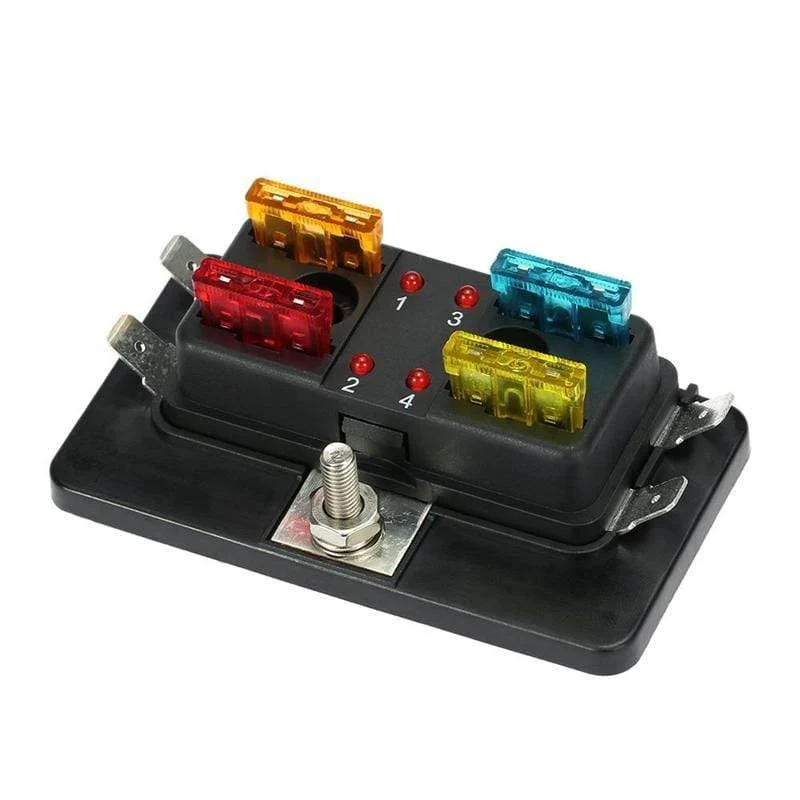 Neu 4 weg Sicherung Box Klinge Sicherung Halter Box Led-anzeige Automotive Sicherung Block Box Block 6V-32V Sicherung Sitz Umrüstung