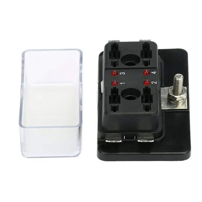 Neu 4 weg Sicherung Box Klinge Sicherung Halter Box Led-anzeige Automotive Sicherung Block Box Block 6V-32V Sicherung Sitz Umrüstung