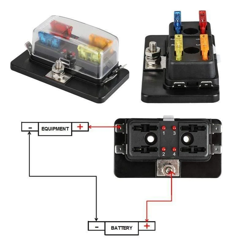 Neu 4 weg Sicherung Box Klinge Sicherung Halter Box Led-anzeige Automotive Sicherung Block Box Block 6V-32V Sicherung Sitz Umrüstung