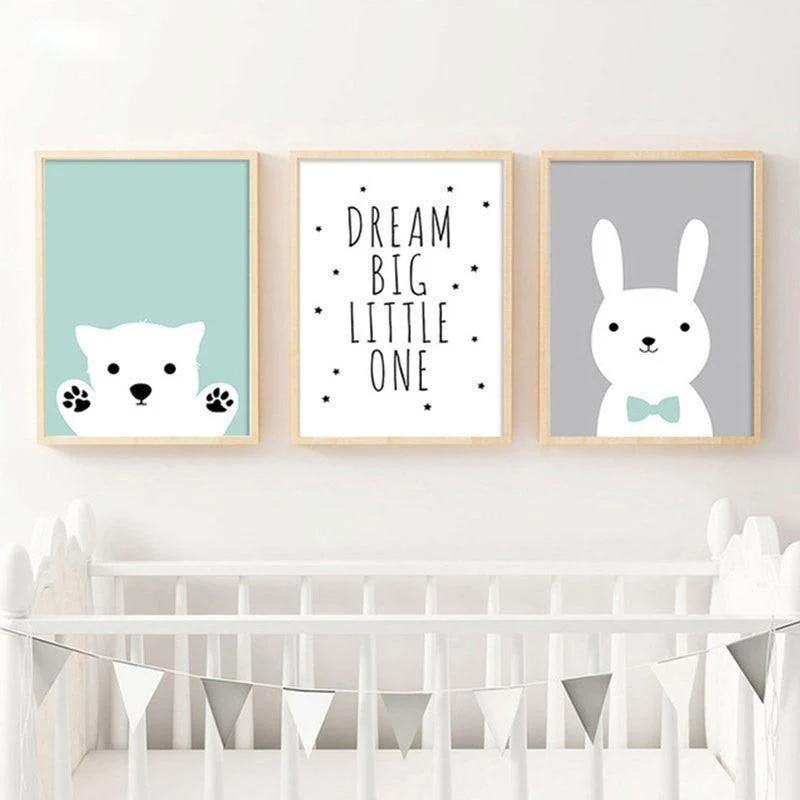Nordic Bär Kaninchen Poster und Drucke Wald Tier Cartoon Leinwand Malerei Kindergarten Wand Kunst Bild Kinderzimmer Dekoration