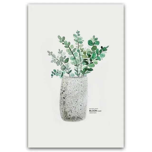 Einfache Aquarell Vase Grüne Pflanze Kunst Poster Wand Kunstdruck Leinwand Malerei Bild Moderne Hause Wohnzimmer Dekoration Benutzerdefinierte