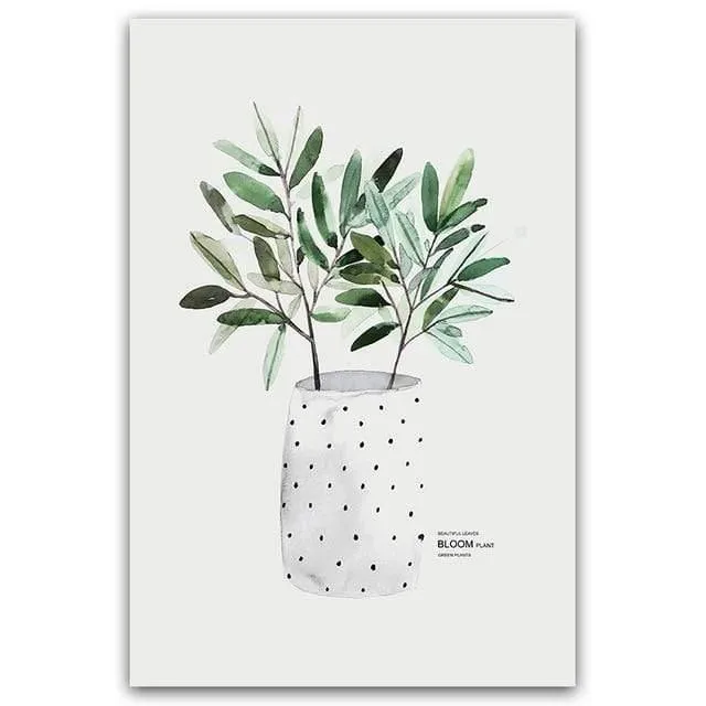 Einfache Aquarell Vase Grüne Pflanze Kunst Poster Wand Kunstdruck Leinwand Malerei Bild Moderne Hause Wohnzimmer Dekoration Benutzerdefinierte