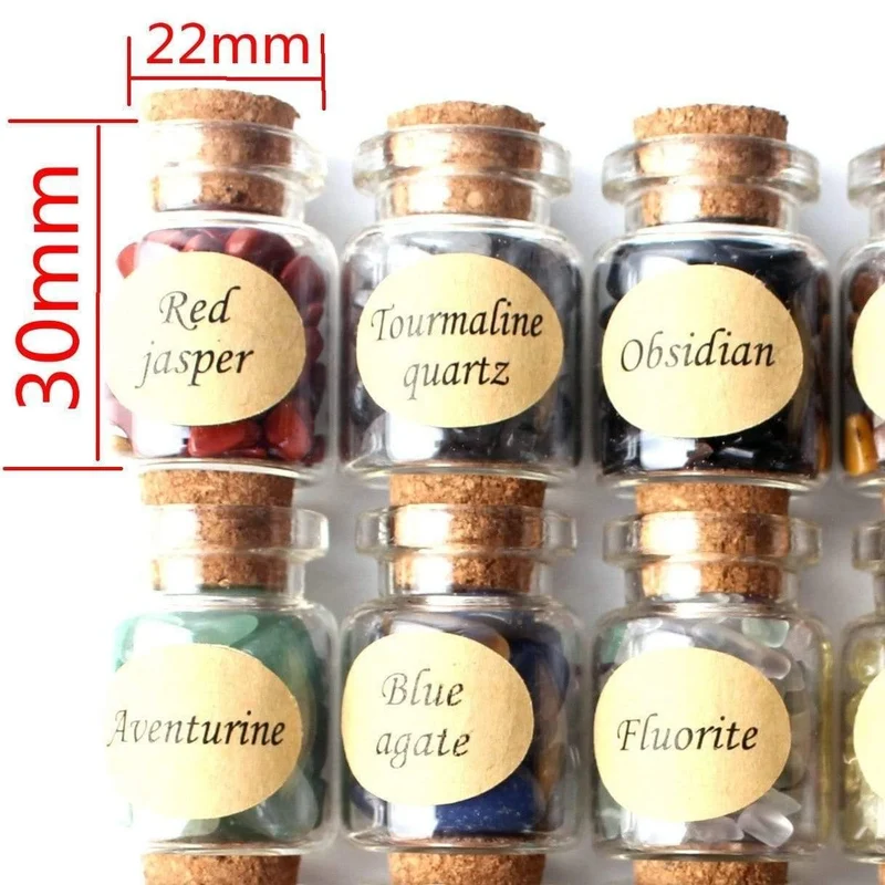 1 Satz / 40 Stücke Natürlichen Kristall Wishing Flaschen Edelstein Natürlichen Quarz Chip Kies Reiki Geburtstagsgeschenk Mit einer Box