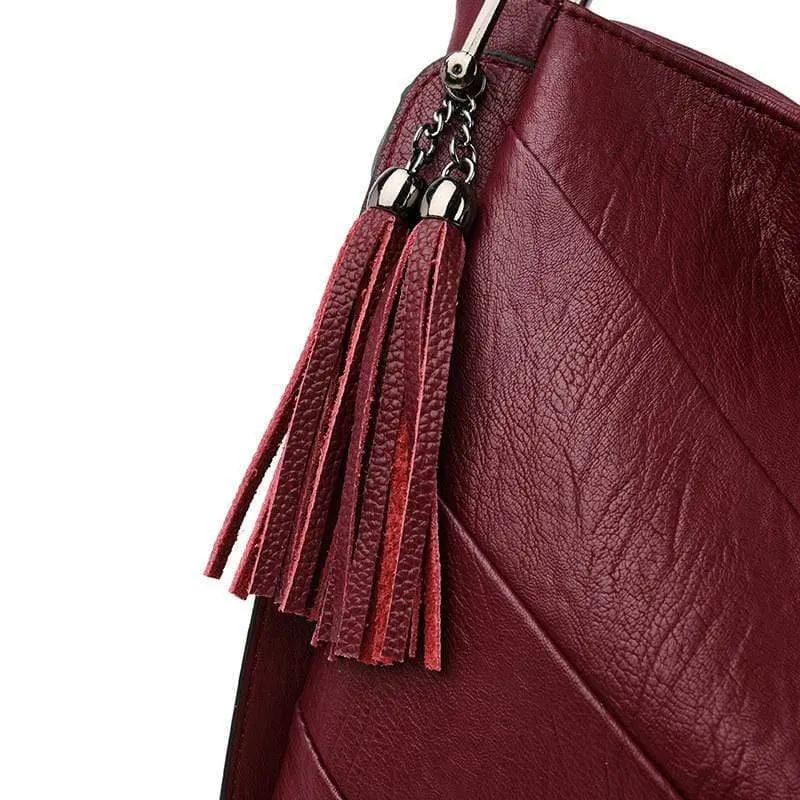 Damen Handtaschen Quaste Leder Luxus Handtaschen Frauen Taschen Designer Hochwertige Schulter Umhängetaschen