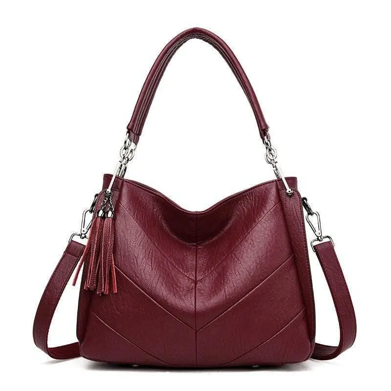 Damen Handtaschen Quaste Leder Luxus Handtaschen Frauen Taschen Designer Hochwertige Schulter Umhängetaschen