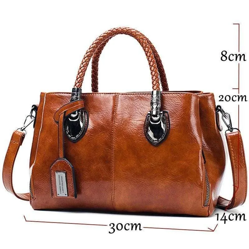 Marke Vintage Ölwachs Leder Damen Handtaschen Designer Luxus Handtaschen Damen Umhängetaschen