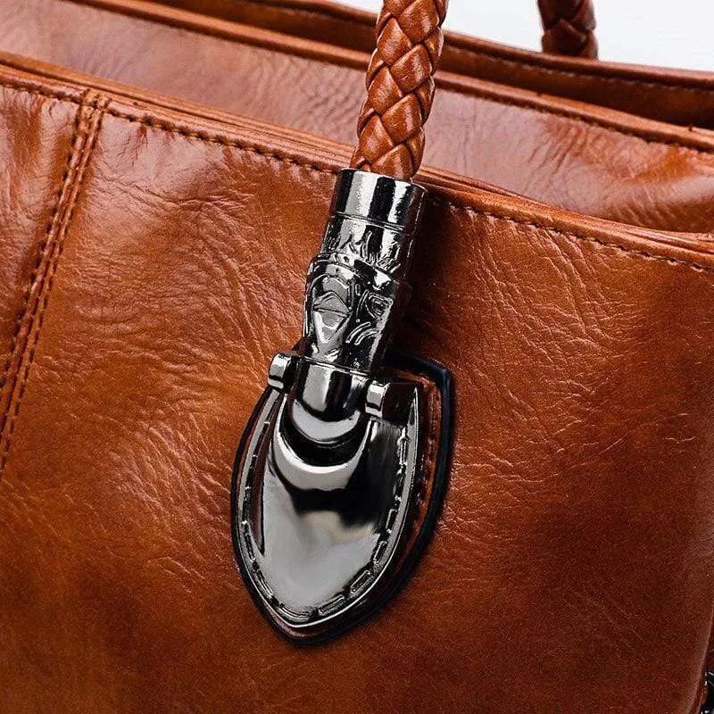 Marke Vintage Ölwachs Leder Damen Handtaschen Designer Luxus Handtaschen Damen Umhängetaschen