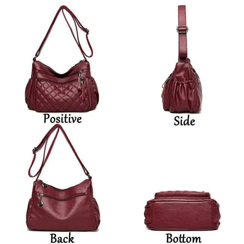Frauen Leder Umhängetasche Luxus Gitter Handtaschen Designer Hohe Qualität Weibliche Vintage
