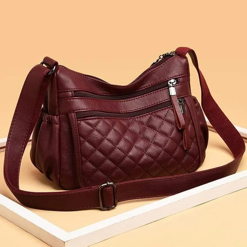 Frauen Leder Umhängetasche Luxus Gitter Handtaschen Designer Hohe Qualität Weibliche Vintage