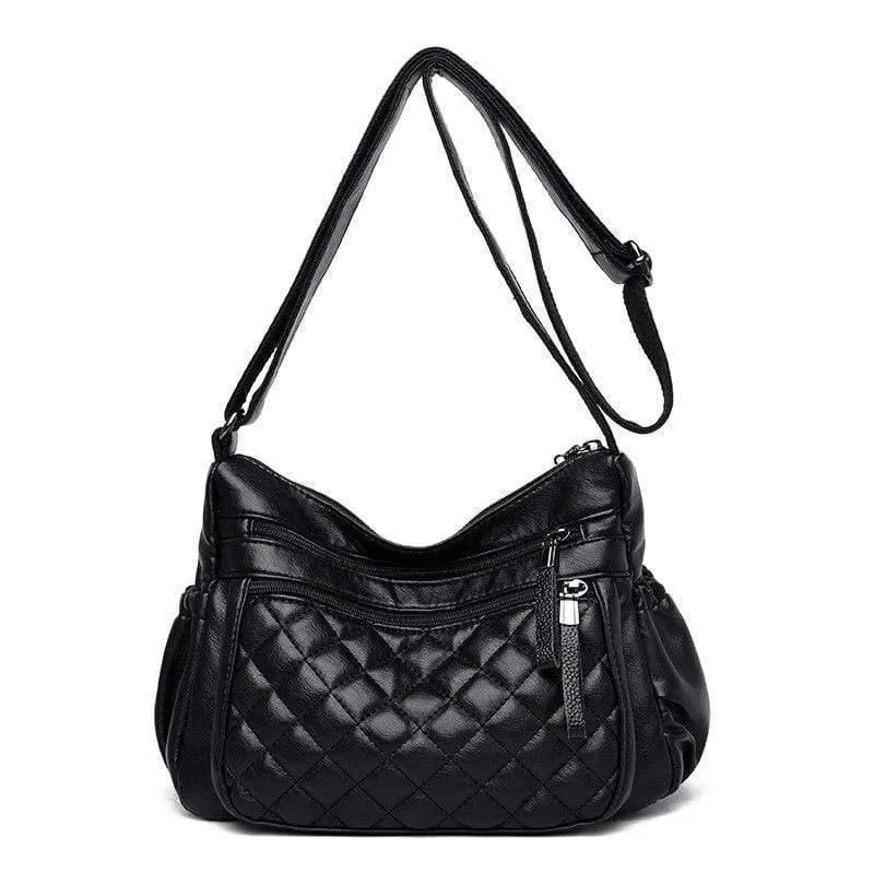Frauen Leder Umhängetasche Luxus Gitter Handtaschen Designer Hohe Qualität Weibliche Vintage