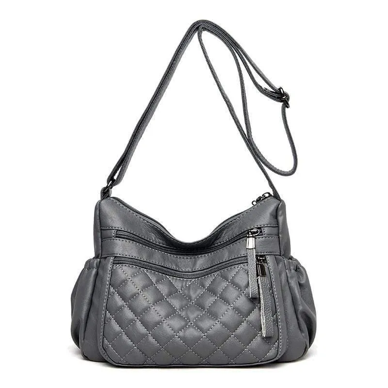 Frauen Leder Umhängetasche Luxus Gitter Handtaschen Designer Hohe Qualität Weibliche Vintage