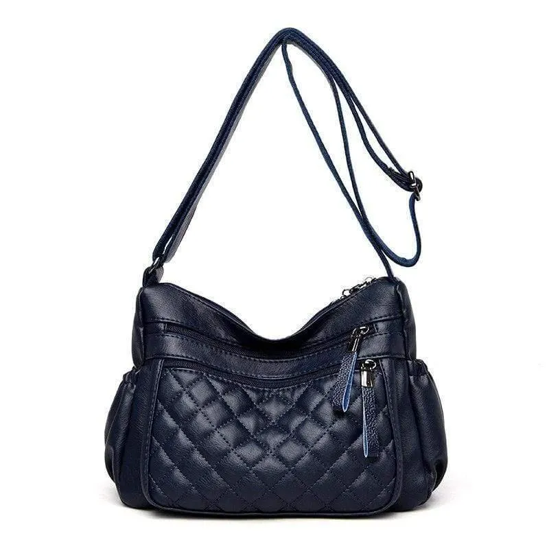 Frauen Leder Umhängetasche Luxus Gitter Handtaschen Designer Hohe Qualität Weibliche Vintage