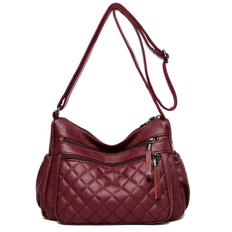 Frauen Leder Umhängetasche Luxus Gitter Handtaschen Designer Hohe Qualität Weibliche Vintage