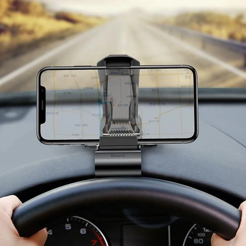 Baseus Dashboard Autotelefonhalter für iPhone X Verstellbarer Halter für Cliphalterung für Samsung Phone Grip Handyhalterständer (schwarz)