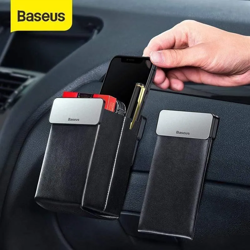 Baseus Leder-Auto-Aufbewahrungstasche, ordentlicher Autositz-Organizer, universelle Handy-Tasche, Magnet-Sammeltasche, Auto-Zubehör