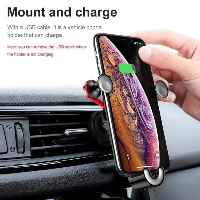 Baseus Autotelefonhalter Gravity Air Vent Mount Handyhalter Ständer für Android Smartphone mit USB C Kabel für Samsung