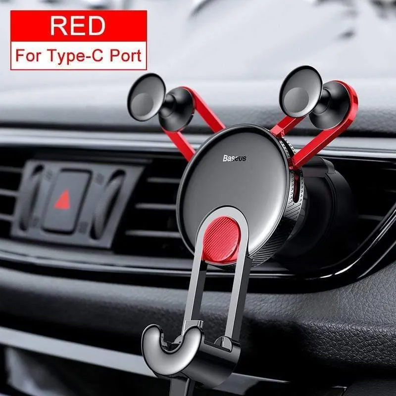 Baseus Autotelefonhalter Gravity Air Vent Mount Handyhalter Ständer für Android Smartphone mit USB C Kabel für Samsung