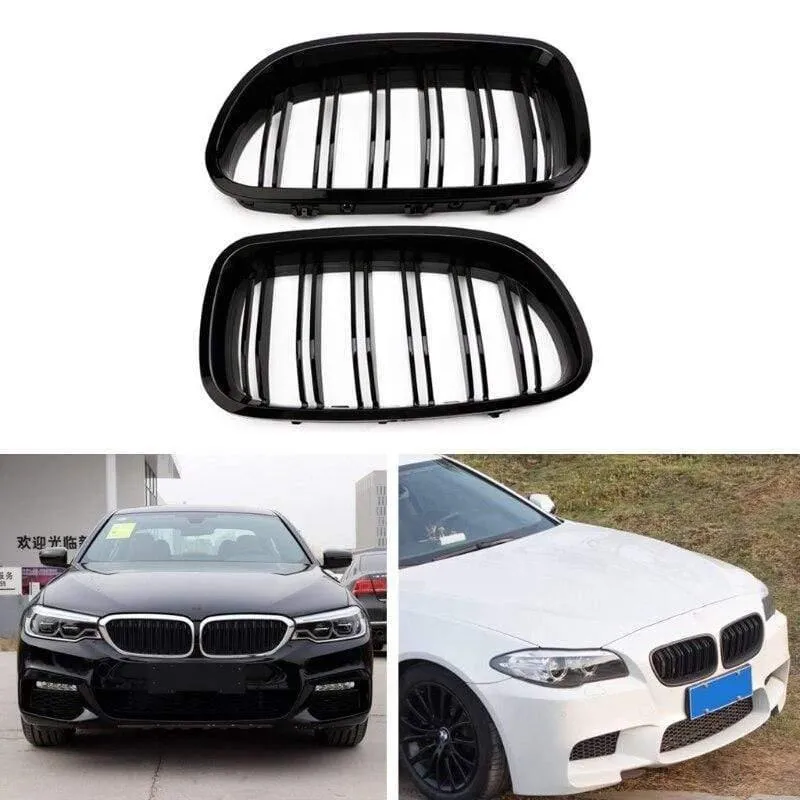 1 Paar schwarz glänzend Nierengrill Renngitter Dual Line Für BMW F10 F11 F18 5er M5 Auto Außenteile