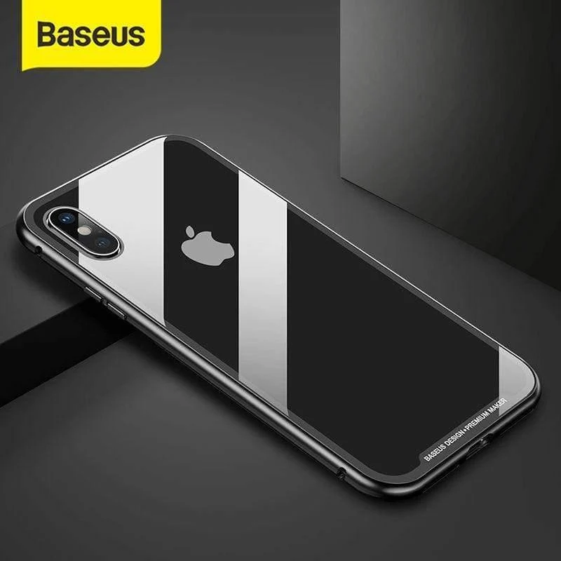 Baseus Magnetische Adsorption Flip Fall Für iPhone XR Xs Max Xs Metall Fram Gehärtetes Glas Fall Für iPhone Xs 2018 telefon Coque Abdeckung