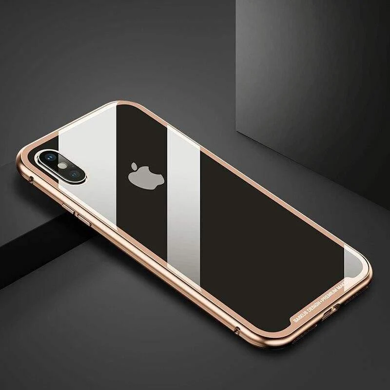 Baseus Magnetische Adsorption Flip Fall Für iPhone XR Xs Max Xs Metall Fram Gehärtetes Glas Fall Für iPhone Xs 2018 telefon Coque Abdeckung
