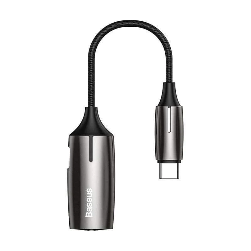 Baseus L60 USB C auf 3.5 mm Aux Audio Adapter USB Typ C Verlängerungskabel mit Lichtschnittstelle 1 bis 2 für Smartphones (Zinklegierung und Licht)