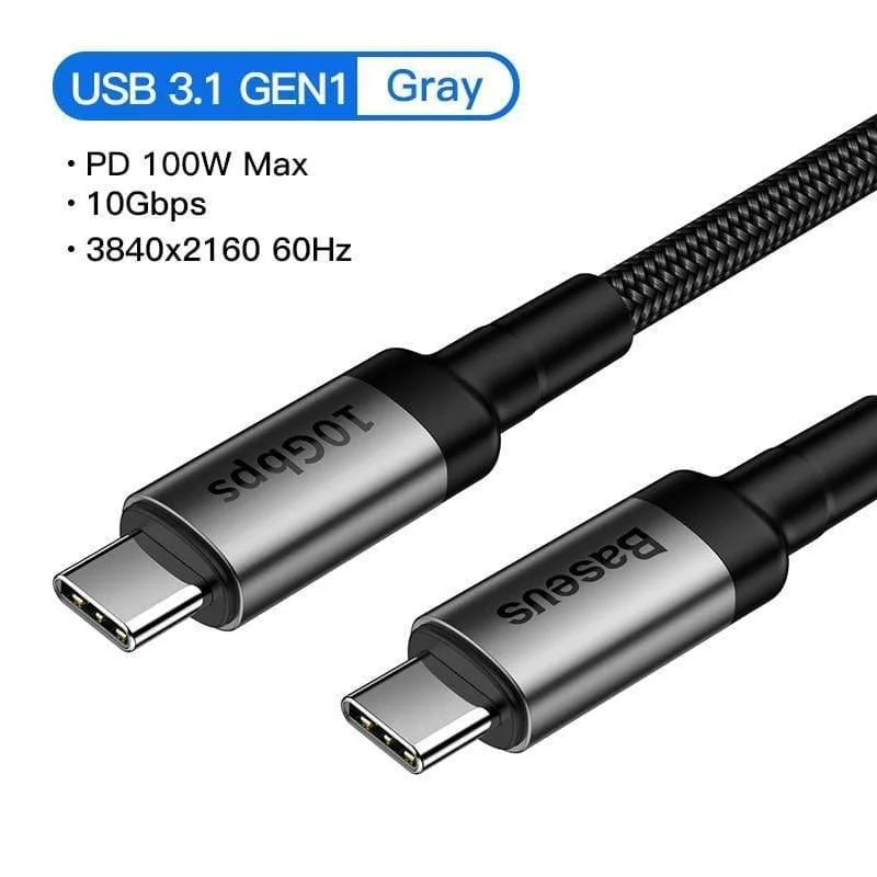 Baseus USB 3.1 Typ C zu USB Typ C Kabel für Samsung S9 S10 Xiaomi Schnellladung 4.0 PD 100W Schnellladegerät HDMI-Kabel für MacBook