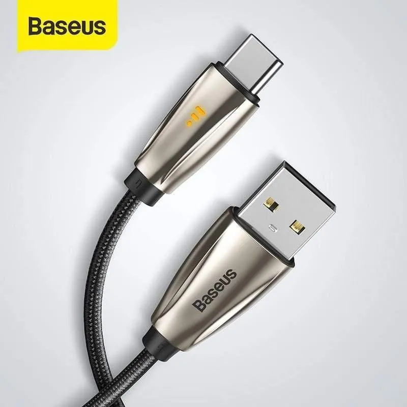 Baseus USB Typ C Kabel für Samsun S9 S10 Schnellladung 3.0 USB C Kabel für Xiaomi Redmi Note 8 Pro LED USB Typ USB-C Kabel