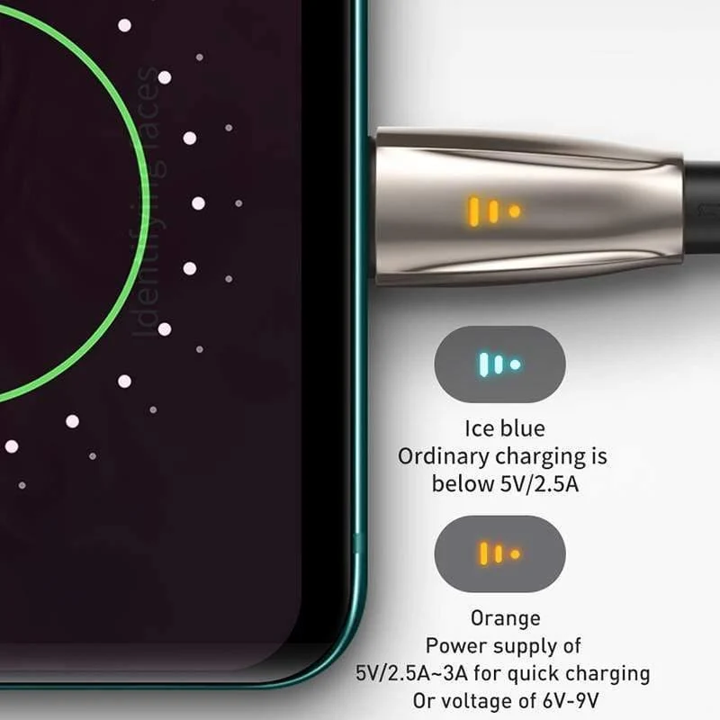 Baseus USB Typ C Kabel für Samsun S9 S10 Schnellladung 3.0 USB C Kabel für Xiaomi Redmi Note 8 Pro LED USB Typ USB-C Kabel