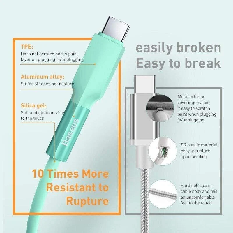 Baseus USB Typ C Kabel Flüssiges Silikon Quick Charge 3.0 Kabel für Samsung S20 S10 Redmi Hinweis 8 9 Schnellladen USB C Kabel