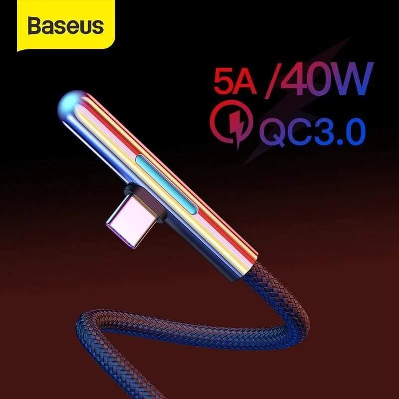 Baseus 40W USB Typ C Kabel für Huawei P30 Mate 30 Pro Schnelllade Typ C Kabel Winkel LED USB USB Kabel für Samsung S10 USB-C Kabel