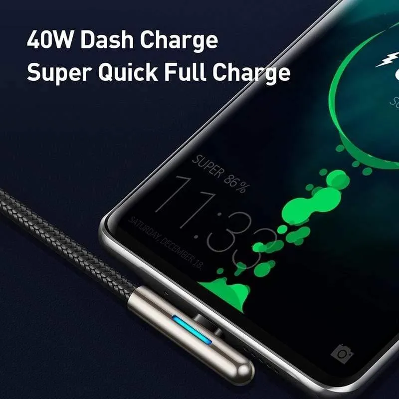 Baseus 40W USB Typ C Kabel für Huawei P30 Mate 30 Pro Schnelllade Typ C Kabel Winkel LED USB USB Kabel für Samsung S10 USB-C Kabel