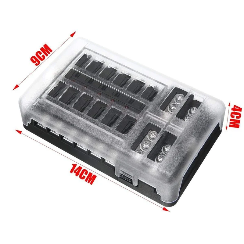 DC 32V 100A 12-Wege-Sicherungskastenblockhalter ATC ATO Blade LED für Car Marine Caravan mit Schrauben und Etiketten